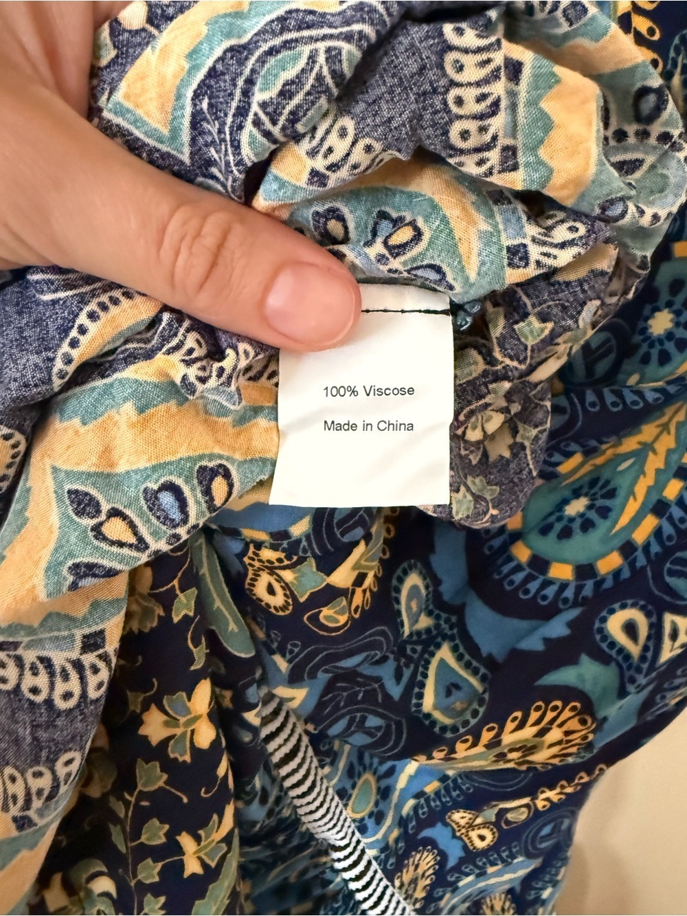 Boho Paisley Maxi Skirt Blue Tiered Festival Cottagecore Peasant Size M - Picture 8 of 8